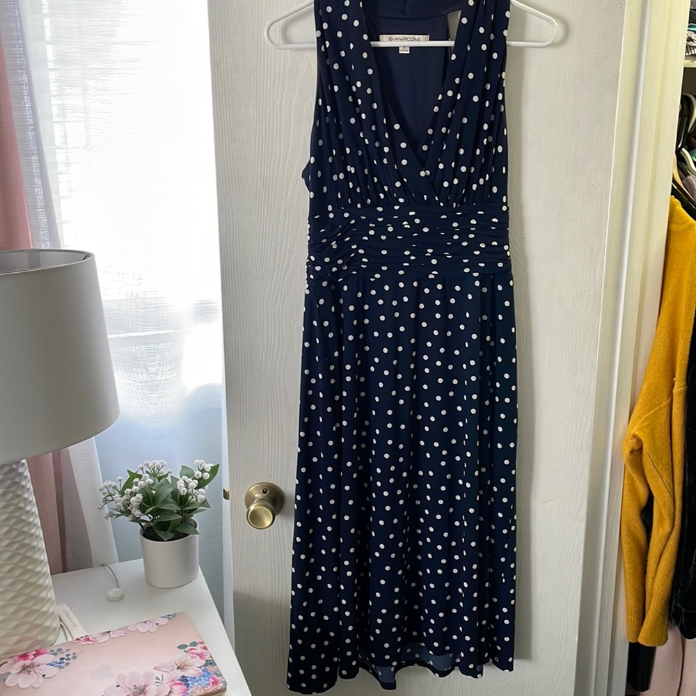 Polka dot navy blue dress